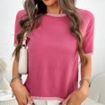 thumbnail image 4 of Long Torso Friendly Striped Spring Tops, Cotton Short Sleeve Shirts For Women Sexy Tops ​Ladies Dresses Summer 2025 Womens Casual Black Outfits Vacation Mini Pink, 4 of 6