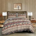 thumbnail image 2 of Chezmoi Collection Flint 3-Piece Southwestern Rustic Quilt Set Queen, Multicolor Red Blue White Tan Gray Printed Microfiber Lightweight Bedspread Set for All season, 2 of 9