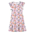 thumbnail image 4 of Ynynloco Girls Easter Party Dress Bunny Print Ruffle Hem Short Sleeve for Kids, 4 of 7
