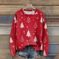 thumbnail image 3 of Long Sleeve Pullover Sweaters For Women O Neck Casual Cute Printing Knit Oversized Sweater for Fall and Winter, Christmas Snowflake Print, Cozy and Festive, Christmas Sweaters for Women ,Red,S, 3 of 6