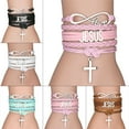 thumbnail image 6 of HGYCPP Jesus Braided Bracelets Multilayer Wrap Religious Cross Ornaments Birthday Gift Valentine's Day Festival Present Jewelry, 6 of 11