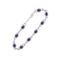 thumbnail image 4 of RYLOS Bracelets for Women 925 Sterling Silver Tennis Bracelet Gemstones & Halo of Diamonds Adjustable to Fit 7"-8" Wrist , 9 - 6X4MM Amethyst Jewelry for Women Friendship Bracelets, 4 of 8