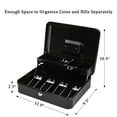 thumbnail image 3 of Caja de dinero Jssmst grande de metal, 11,8 de largo x 9,5 de ancho x 3,5 de alto, negra, 3 of 7