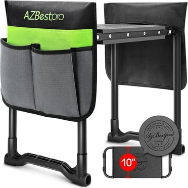 2 in 1 Folding Garden Kneeler and Seat Heavy Duty Gardening Bench for Kneeling and Sitting Folding Garden Stools with Tool Pouch and Kneeling Pad，Green