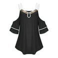 thumbnail image 2 of Mittory Plus Size Tops for Women Cold Shoulder Sparkle Sequin Short Sleeve Blouses High Low Irregular Hem Shirts, 2 of 7