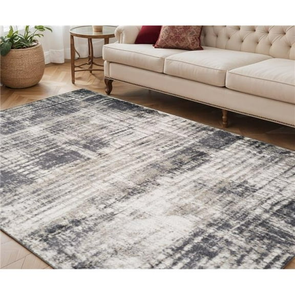 HomeRoots 570983 5 x 8 ft. Gray & Ivory Abstract Rectangle Area Rug