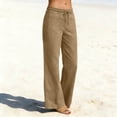thumbnail image 4 of LNWUY Linen Pants for Women Summer Lounge Pants High Waisted Straight Leg Trouser with Pockets Beach Vacation Clothes Yellow XXL, 4 of 7