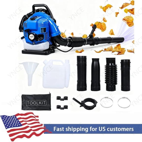 YNCE Leaf Blower, Gas Blower, Gas Leaf Blower for Lawn Care, 4 Cycle Engine 900CFM Air Volume Tank Leaf Blower 75.6CC Gas Powered Backpack Snow Blower (Blue)