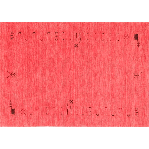 Ahgly Company Indoor Rectangle Abstract Red Contemporary Area Rugs, 4' x 6'