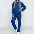 thumbnail image 7 of Rotm Tracksuit Set Women 2 Piece Outfits Casual Sweatsuit Hooded Sweatshirt Hoodie with Sweatpants Sport Outfits Jogger Set Blue,3XL, 7 of 7