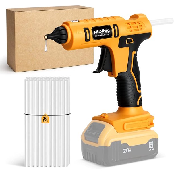 Ecarke Cordless Hot Glue Gun with 20pcs 11mm Sticks for Dewalt 18V/20V