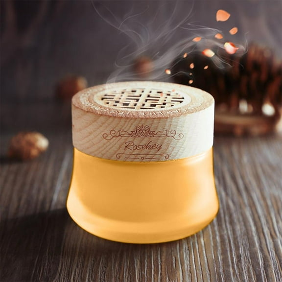 Outoloxit Car Air Freshener Solid Perfume for Vehicles and Home, Deodorizing Odor Eliminator with Hand-Carved Wood Lid, Long-Lasting Natural Fragrance, 360° Air Freshener for Car