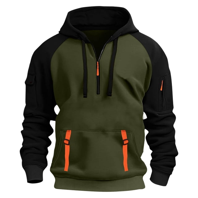 pstuiky manga larga para hombre, Sudadera deportiva informal con capucha y retazos para hombre, de manga larga, estilo blusa top de hombre l