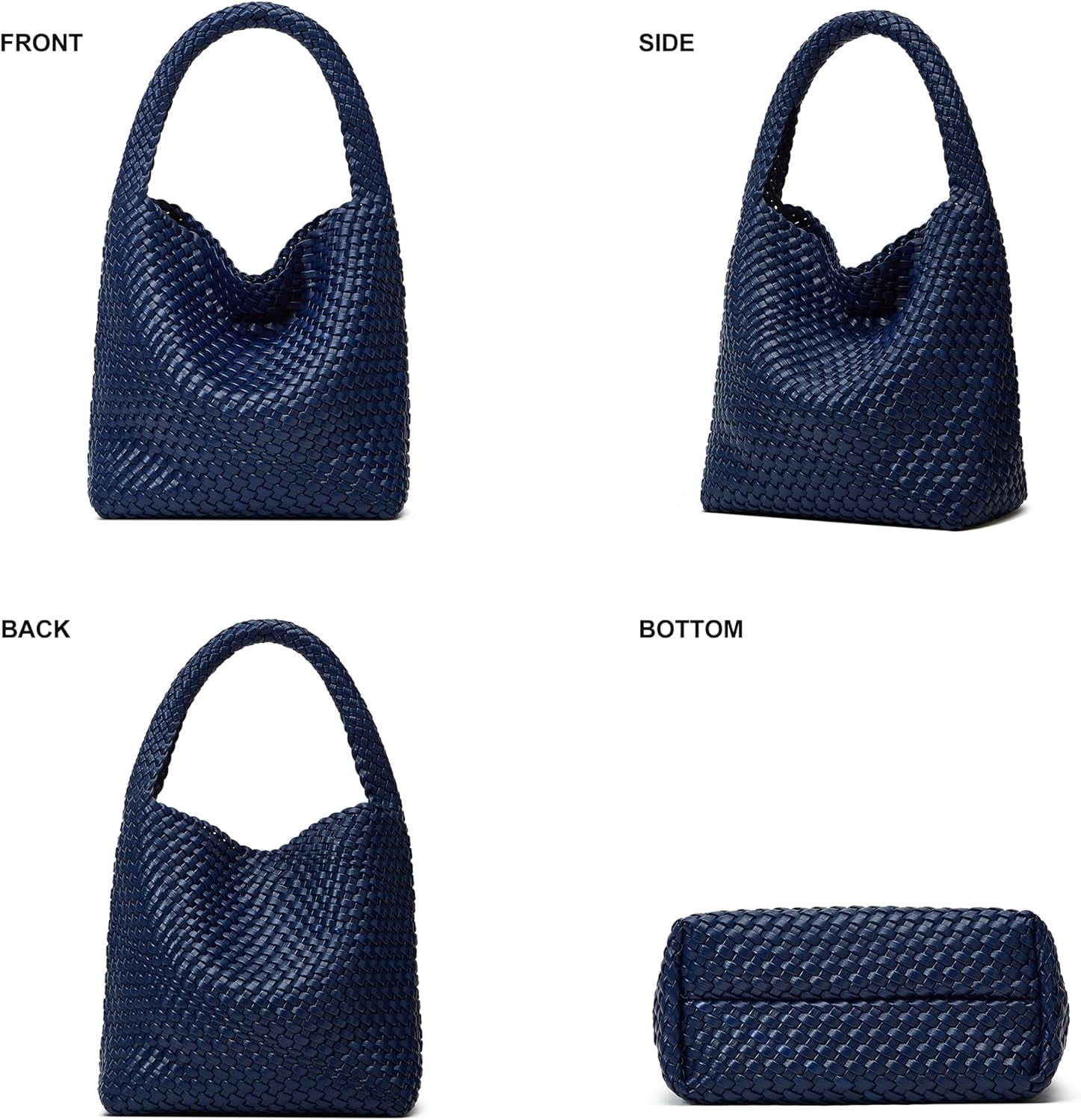 Woven Bags for Women Tote Purse: Vegan Leather Shoulder Handbags - Medium Beach Tote Bags - Handwoven Satchel Underarm Purse
