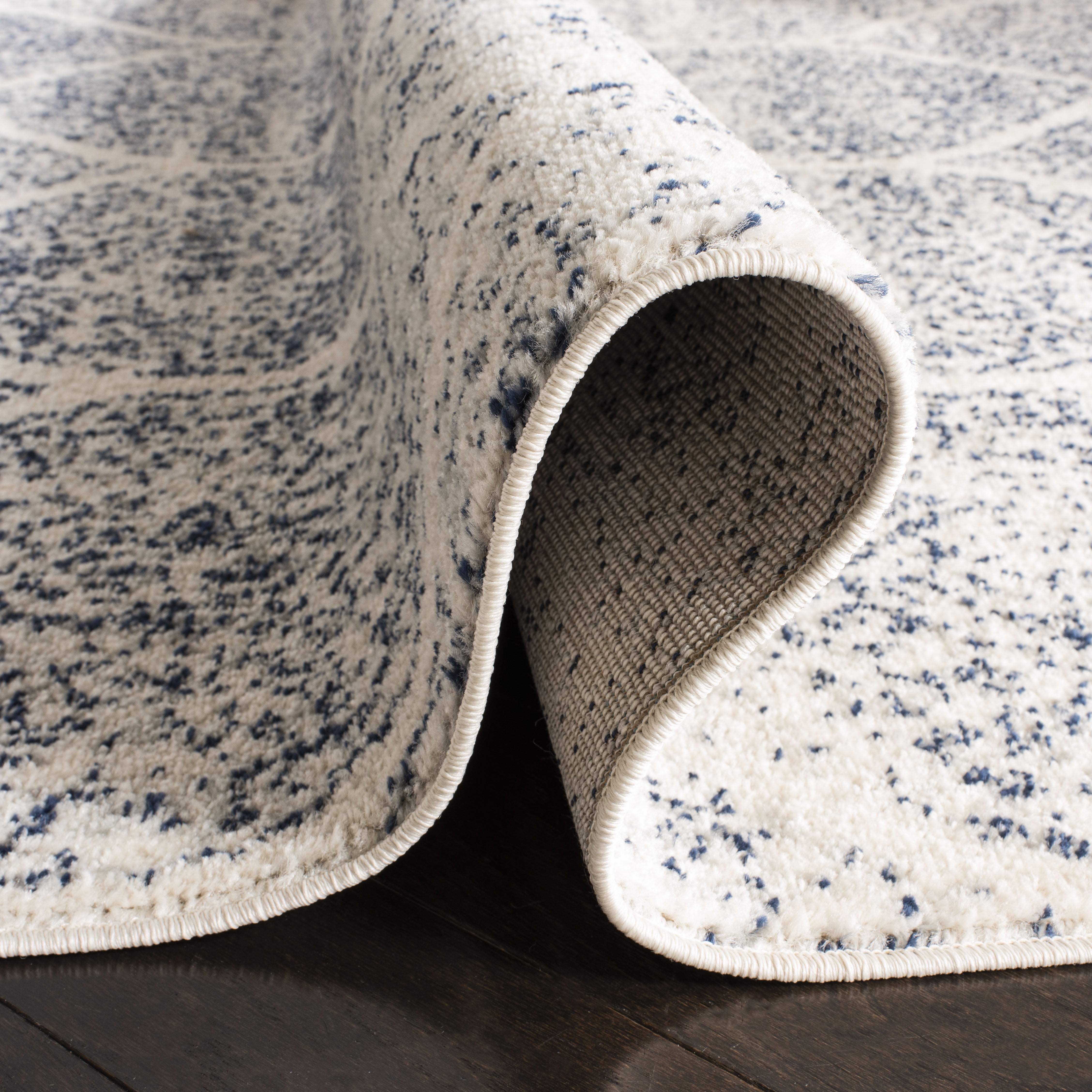 SAFAVIEH Madison Leighton Geometric Runner Rug, Cream/Royal Blue, 2'3" x 14'