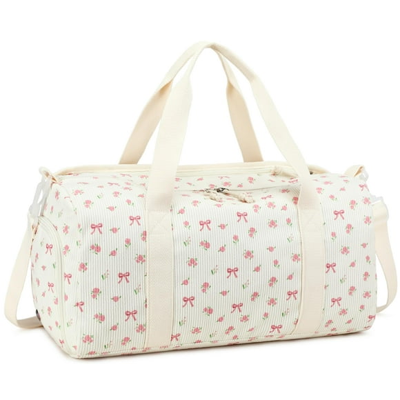 Bolsa de viaje BTOOP con lazo rosa con estampado floral, 46 x 22 x 23 cm, 23 L