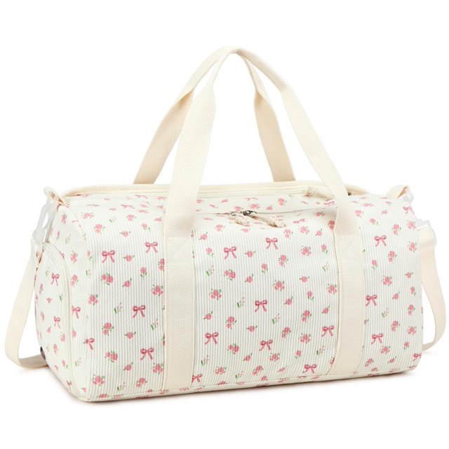 Bolsa de viaje BTOOP con lazo rosa con estampado floral, 46 x 22 x 23 cm, 23 L