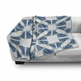 thumbnail image 3 of Blue and White Soft Flannel Fleece Throw Blanket, Portuguese Pavement Design Azulejo Mosaic with Diagonal Square and Shapes, Cozy Plush for Indoor and Outdoor Use, 60" x 80", Blue White, by Ambesonne, 3 of 6
