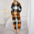 thumbnail image 5 of Junzan Orange Plaid Print Womens Pajama Sets,Long Sleeve Button Down For Women Pjs 2 Piece, 5 of 9