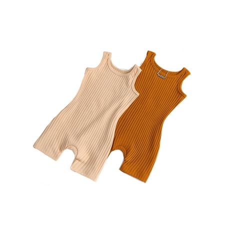 

2pcs Casual Plain Scoop Neck Unitard Sleeveless Multicolor Toddler Girls Jumpsuits (Girl s)