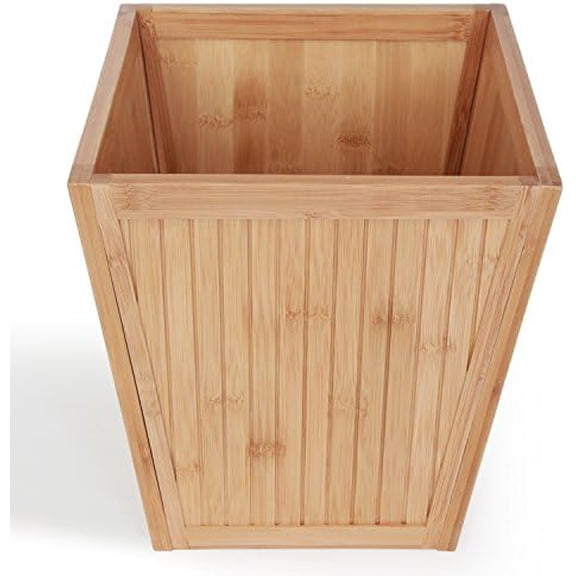 100% Bamboo Wooden Wastebasket Trash Can$$Storage