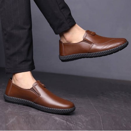 

CHMORA Leisure Men Solid Color Flat Shoes Slip-On Round Toe Business Shoes Single Shoes