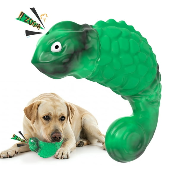 MASBRILL Tough Dog Toys for Aggressive Chewers, Indestructible Chameleon Squeaky Chew Toys to Keep Them Busy, Interactive Toys to Boredom Reduce, Beef Flavor