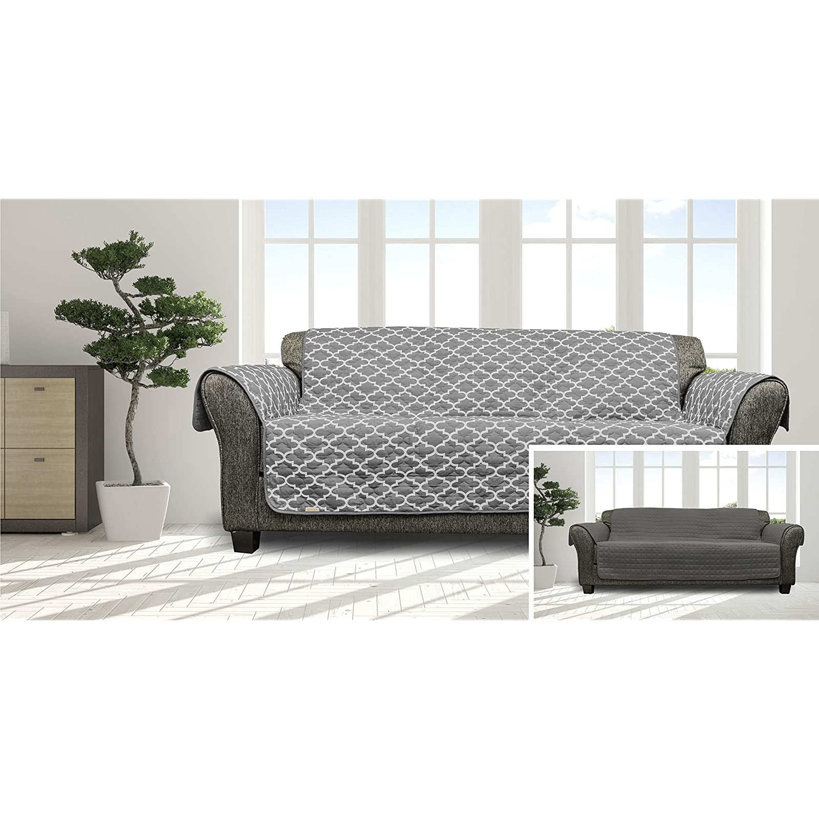 Sofa Grey Quick Fit Coby Slipcover