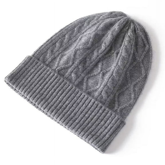 100% Merino Wool Beanies for Women Winter Autumn Solid Warm Soft Wollen Hat Ear Protect Female Bonnet Skullies Cap LightGray