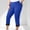 Blue women's capri pants elastic waist a1, variant on Cagogo Women's Capri Pants Elastic Waist Solid Casual Plus Size Three Fourth Leggings Active Summer Lounge Drawstring Palazzo Trousers Vacation Beach Travel Work, Navy XL