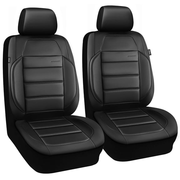 Car Grand Memory Foam Leather seat covers,Water Resistant 3D Foam faux leather car seat covers front seats, Universal FIT cars,SUV,Trucks Airy Cool Leatherette All weather protection 2 PCS Black