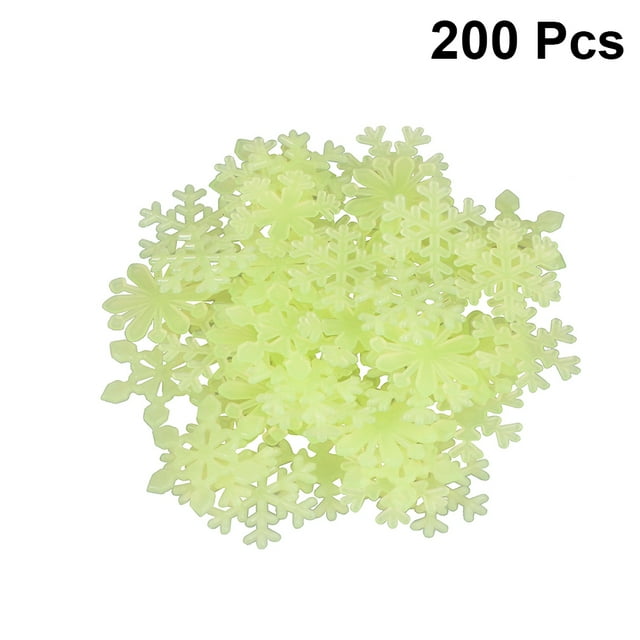 Fluorescent Snowflake Sticker 200pcs Yellow Fluorescent Snowflake Wall Sticker Creative Luminous Mural Decals Removable Wall Decals Stereoscopic Background Decoration Accessories for Home Decorations
