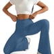 thumbnail image 4 of Pincandy Women's Solid Color Stretch Denim Leggings - 2 Pockets, Loose Wide Leg Fit, Perfect for Gym, Workout & Casual Wear, 4 of 7