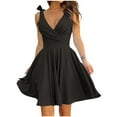 cfhntfmh Womens Summer Dresses Trendy Wrap V Neck Sleeveless Bow Knot