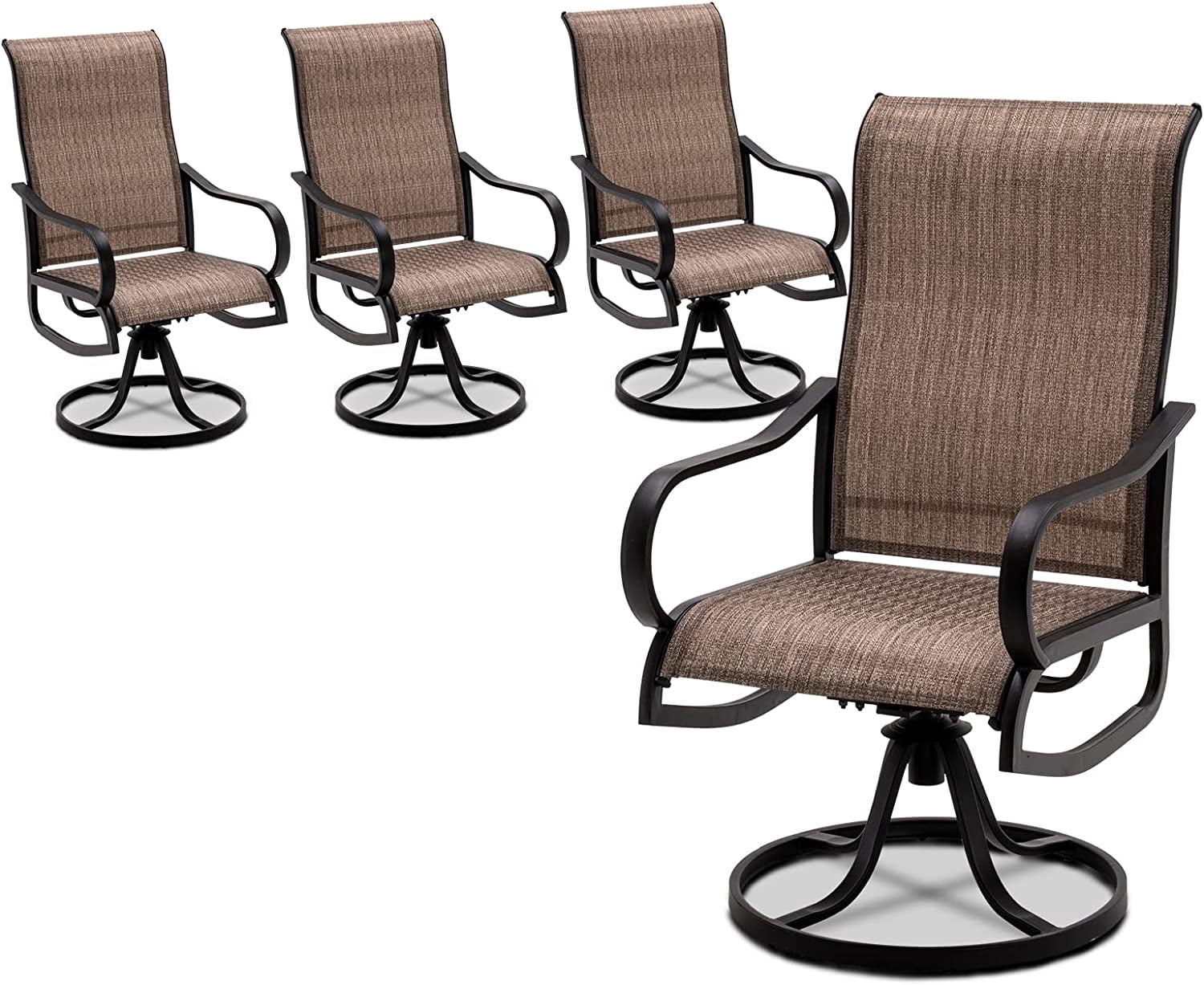 Techmilly Outdoor Dining Chairs High Back, Patio Swivel Chairs Set of 4,Patio Furniture Patio