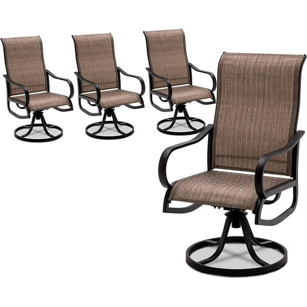 Techmilly Outdoor Dining Chairs High Back, Patio Swivel Chairs Set of 4