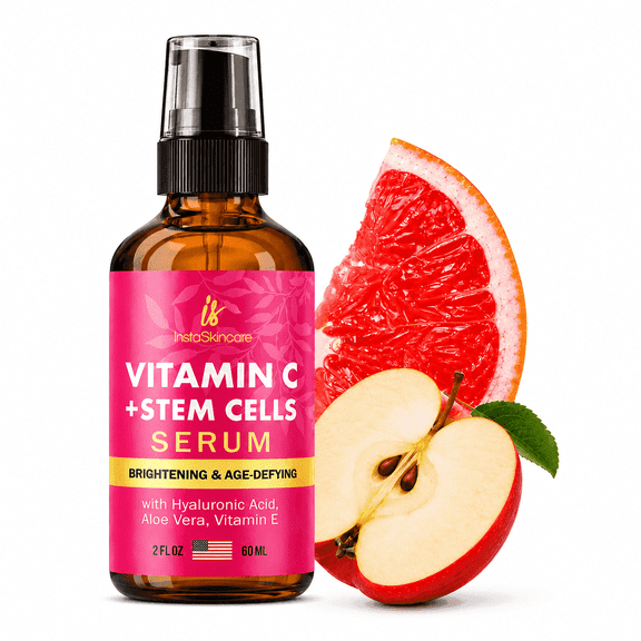 InstaSkincare Vitamin C Face Serum with Hyaluronic Acid, for Skin Brightening, fl 2 oz