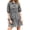 Gray, variant on Short Sleeve High Waist Women Button Down Lapel  Mini Denim Dress