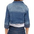 thumbnail image 6 of JuicyTrendz Women’s Cropped Denim Jacket – Button-Down, Long Sleeve, Stylish Cropped Stretch Coat Mid Blue M, 6 of 6