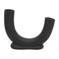thumbnail image 6 of U-Shape Ceramic Vase for Living Room Decor - Alternative Flower Vase for Bedroom, House Display, or Office Space - Decorative Home Decor Accent for Console Table and Dining Room Styling - 8", Black, 6 of 14
