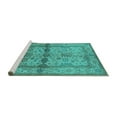 thumbnail image 2 of Ahgly Company Machine Washable Indoor Round Oriental Turquoise Blue Traditional Area Rugs, 6' Round, 2 of 4