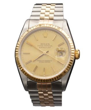 Pre-Owned Mens Rolex Two-Tone Datejust Watch Gold Champagne Dial 16233
