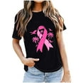 thumbnail image 1 of VKOYWKM T-shirts à Ruban Rose pour Femmes, T-Shirts de Sensibilisation à Cancer, Manches Courtes, Inspirants, Graphiques Cancer, Col Rond, Coupe Ample, Cancer Tops, 1 of 3