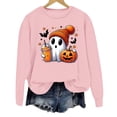 thumbnail image 5 of WEIWEN Women's Halloween Sweatshirt Cute Ghost Graphic Pullover Tops Funny Novelty Pumpkin Printed Long Sleeve Crewneck Fall Sweaters for Women Fashion Clothing Pink, S, 5 of 5