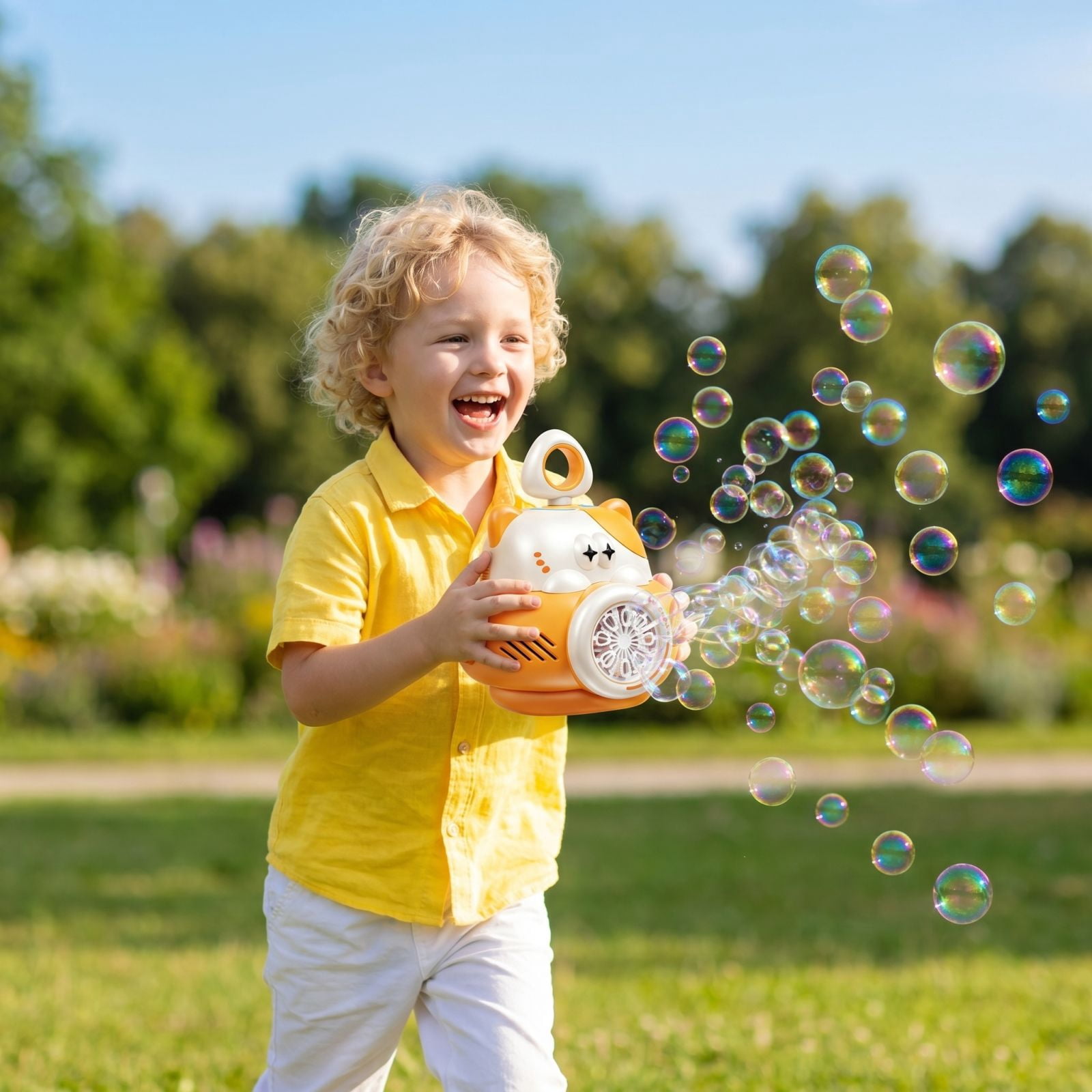 Cat Style Bubble Maker Machine, Automatic Bubble Blower with LED Light and Multi-Hole Bubble Output, Portable Handheld Bubble Machine with Batteries for Party Outdoor Festival Bubble Gun