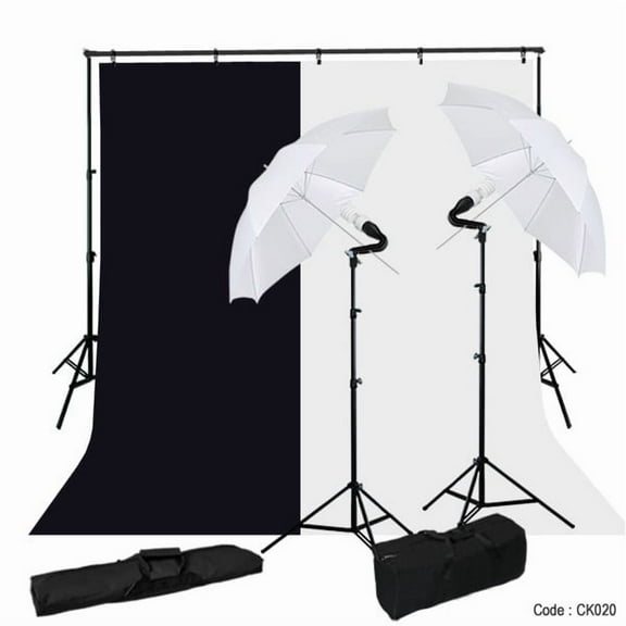 Complete 400W Photography Umbrella Light 10' Support Background Light Kit CK020 for Studio, Portrait, Video Shooting
