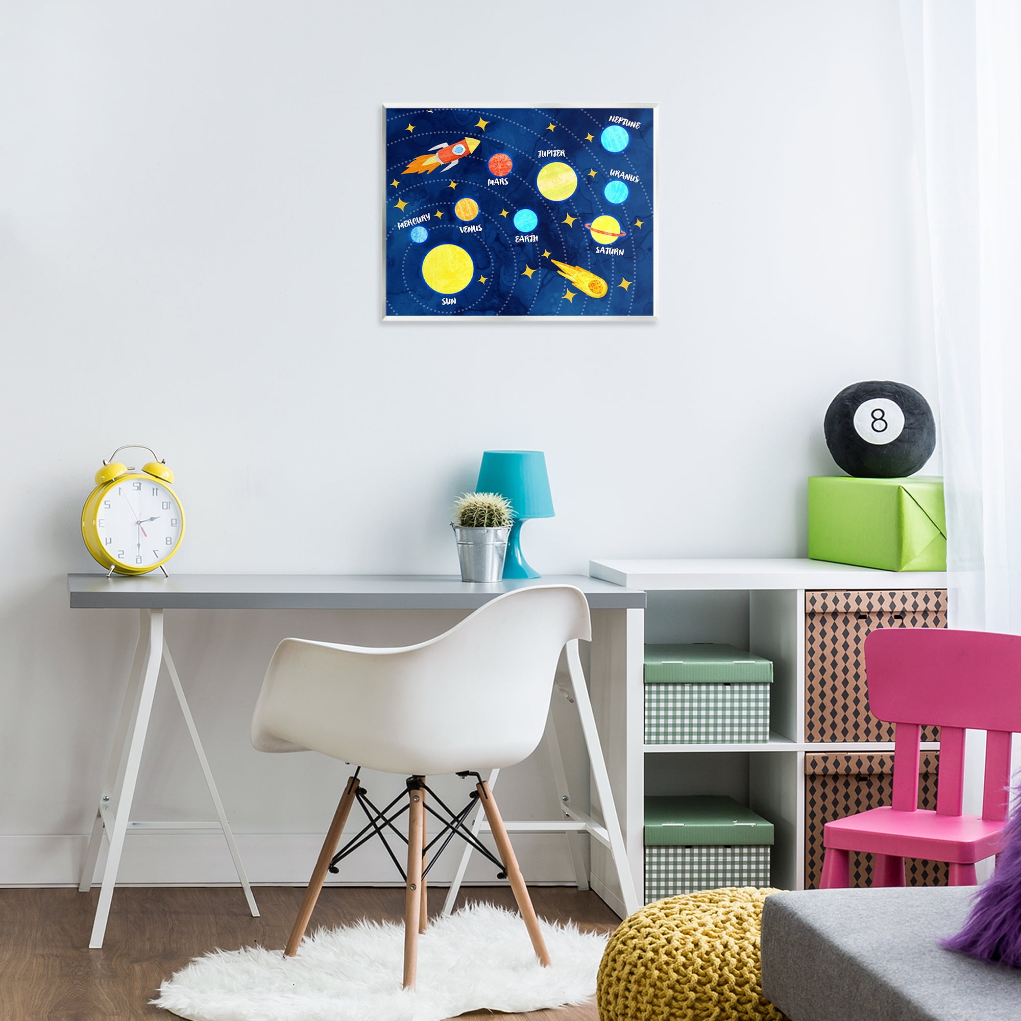 Rocket Across Solar System Wall Plaque Art, design by Daphne Polselli