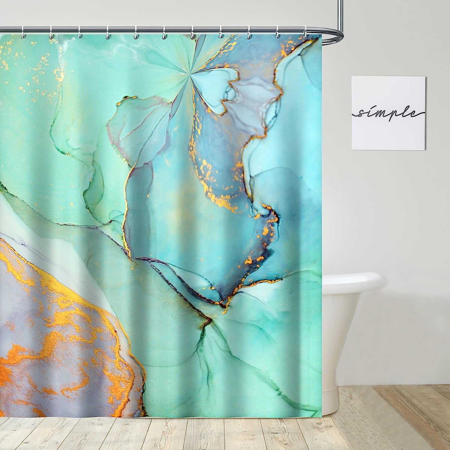 HBlife Marble Shower Curtain, Abstract Modern Shower Curtain for