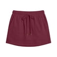 thumbnail image 4 of Short Skirts for Women Women's Drawstring Waist Mini Skirt Built in Shorts, Summer Casual Lightweight Cotton Skirt with Pockets Wine L, 4 of 6