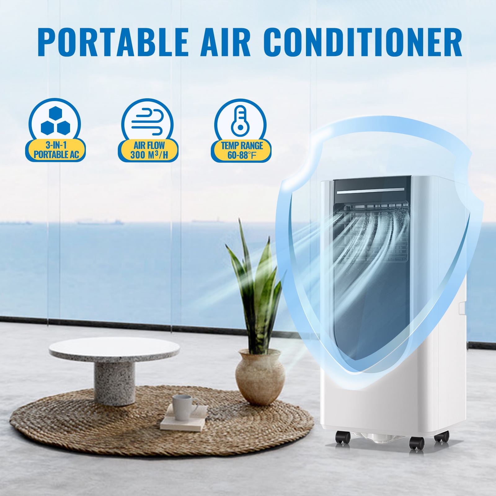 DEMULLER Portable Air Conditioner 4400 BTU SACC(8000 ASHRAE),3-in-1 AC Units with Remote Control New